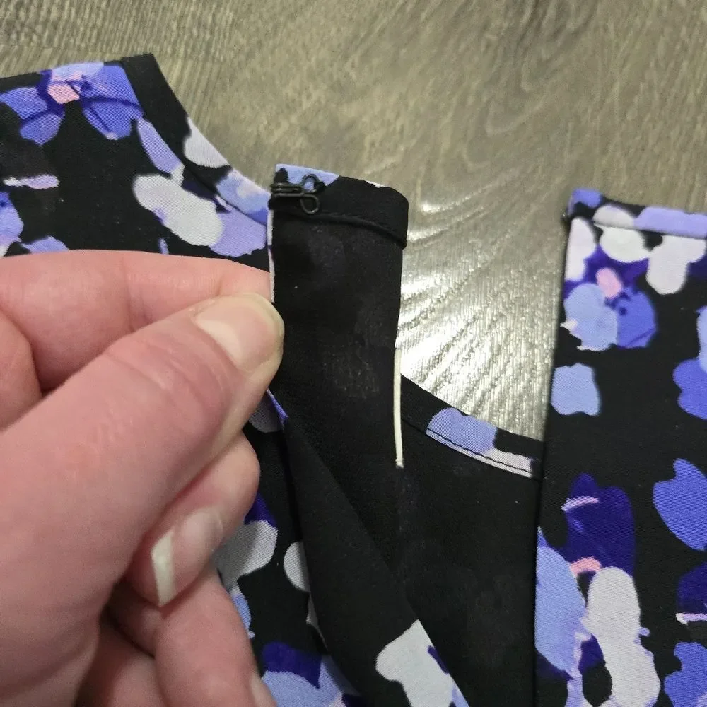 Kate Spade Black Purple Hydrangea Floral Print Layered Ruffle Blouse Top Medium